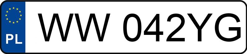 Numer rejestracyjny WW042YG posiada  