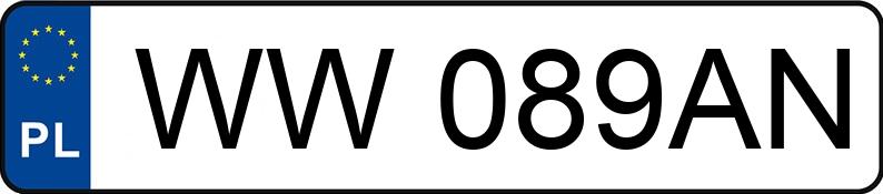 Numer rejestracyjny WW089AN posiada  