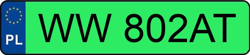 Numer rejestracyjny WW 802AT posiada TESLA  - WW802AT