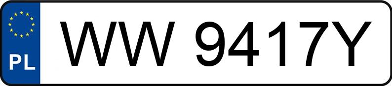 Numer rejestracyjny WW9417Y posiada  