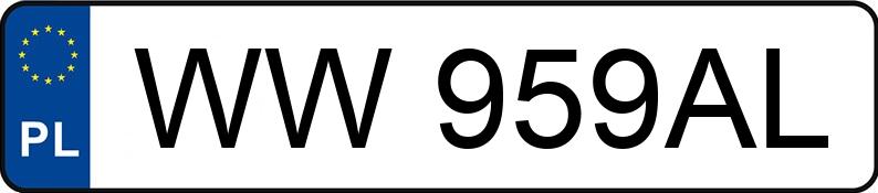 Numer rejestracyjny WW959AL posiada  