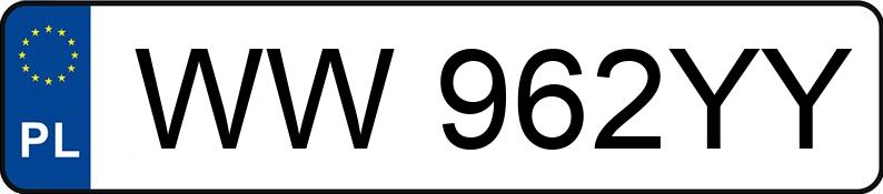 Numer rejestracyjny WW962YY posiada  