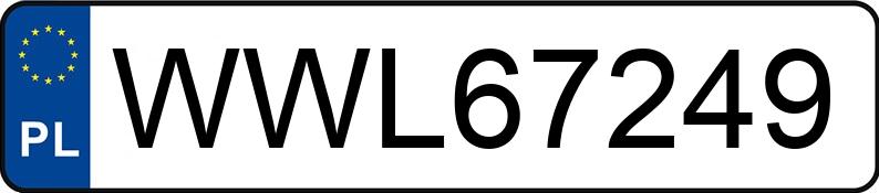 Numer rejestracyjny WWL67249 posiada  