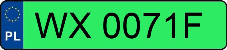 Numer rejestracyjny WX 0071F posiada TESLA  - WX0071F