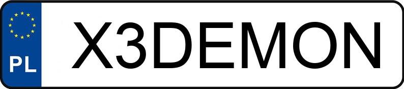 Numer rejestracyjny X3DEMON posiada AUDI A3 LIMOUSINE
