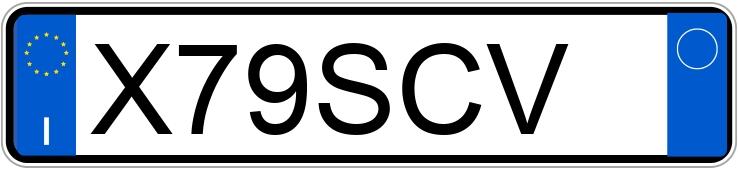 Numer rejestracyjny X79SCV posiada  