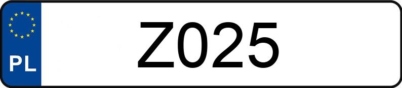 Numer rejestracyjny Z025 posiada TOYOTA CAMRY Numer rejestracyjny Z025 posiada TOYOTA CAMRY