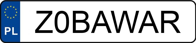 Numer rejestracyjny Z0BAWAR posiada BMW 530 Diesel DPF MR`10 E5 F10 530 Diesel DPF MR`10 E5 F10