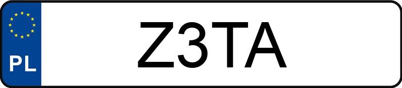 Numer rejestracyjny Z3TA posiada NISSAN Primera 2.0 Kat. MR`90 GT