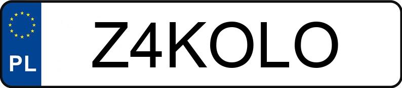 Numer rejestracyjny Z4KOLO posiada AUDI S4