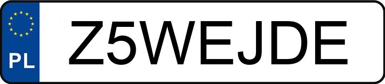 Numer rejestracyjny Z5WEJDE posiada BMW 530 Diesel MR`03 E3 E60 530 Diesel MR`03 E3 E60