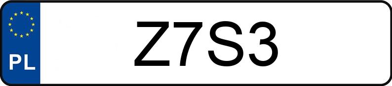Numer rejestracyjny Z7S3 posiada FORD MUSTANG Numer rejestracyjny Z7S3 posiada FORD MUSTANG