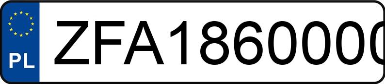 Numer rejestracyjny ZFA18600002288323 posiada  