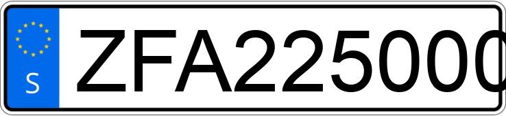 Numer rejestracyjny ZFA22500006K35116 posiada  