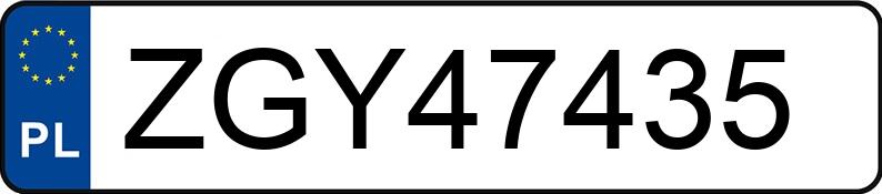 Numer rejestracyjny ZGY 47435 posiada VOLKSWAGEN GOLF - ZGY47435