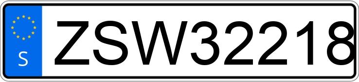 Numer rejestracyjny ZSW32218 posiada  