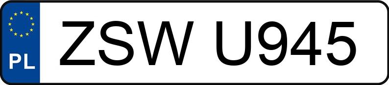 Numer rejestracyjny ZSW U945 posiada VOLKSWAGEN PASSAT 1.8 KAT. - ZSWU945