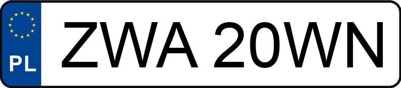 Numer rejestracyjny ZWA 20WN posiada KIA Sportage 1.7 CRDi MR`10 E5 S - ZWA20WN