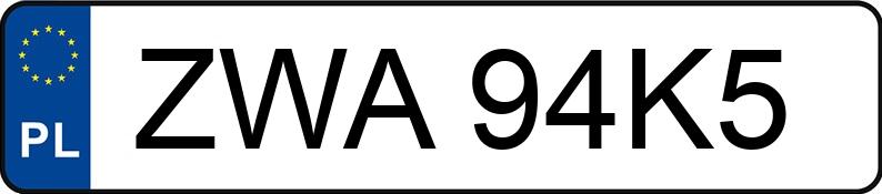 Numer rejestracyjny ZWA 94K5 posiada AUDI A5 Sportback 3.0 TDi MR`12 E5 B8 A5 Sportback 3.0 TDi MR`12 E5 B8 - ZWA94K5