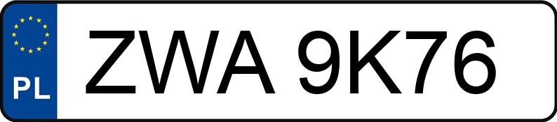 Numer rejestracyjny ZWA 9K76 posiada VOLKSWAGEN SHARAN - ZWA9K76