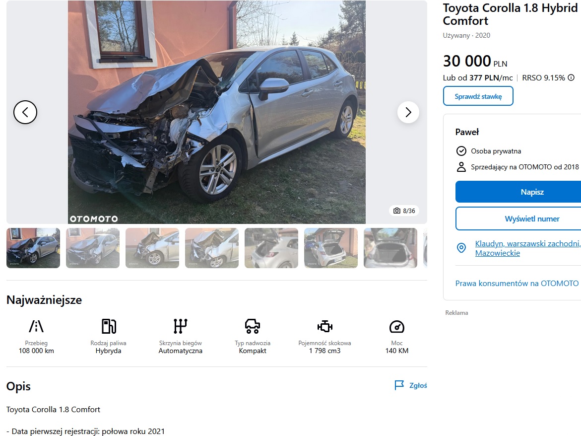 Numer rejestracyjny WND 97714 posiada TOYOTA Corolla 1.2 Turbo MR`19 E6 Comfort - WND97714