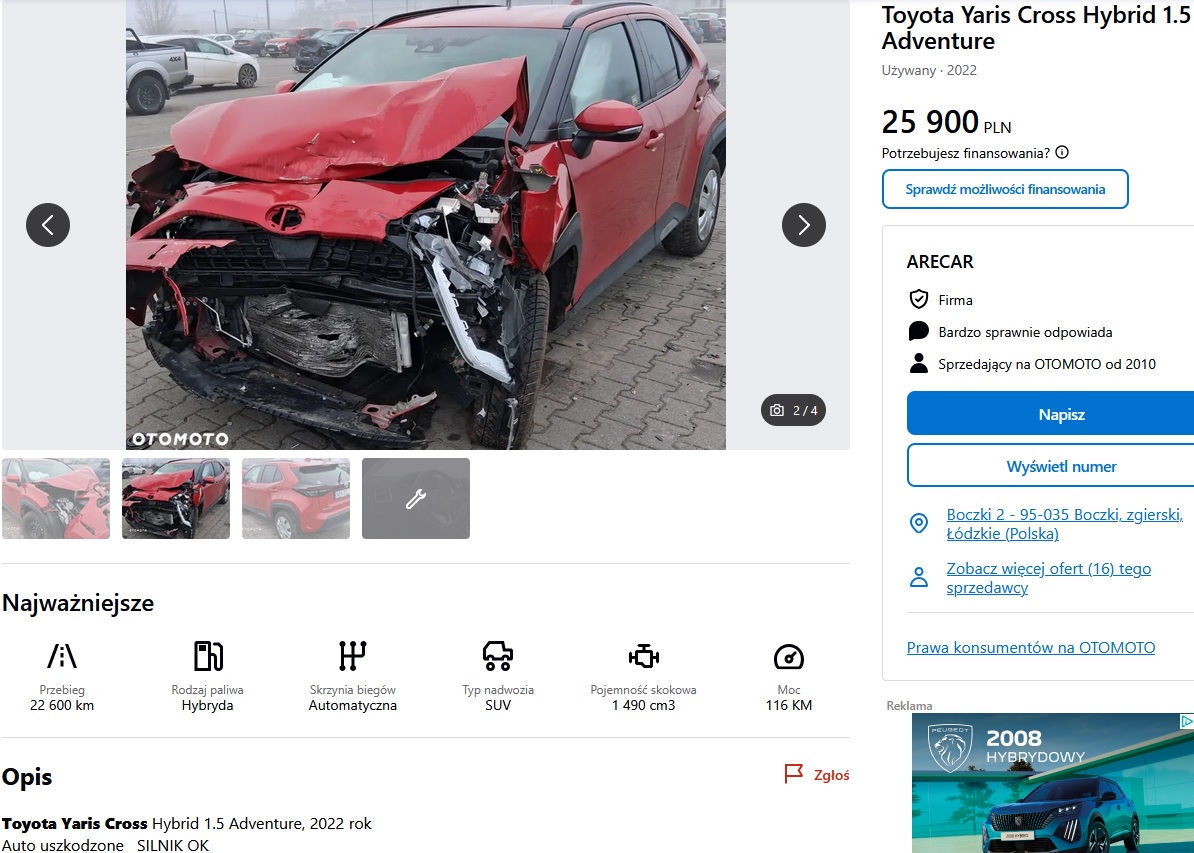 Numer rejestracyjny NBA 02L3 posiada TOYOTA TOYOTA YARIS CROSS - NBA02L3