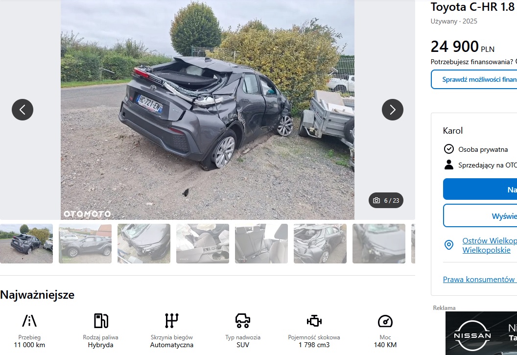 Numer rejestracyjny HC721EN posiada TOYOTA C-HR II 1.8 140H DYNAMIC BUSINESS