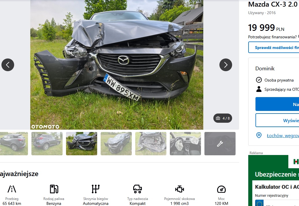 uszkodzony przód + poduszki