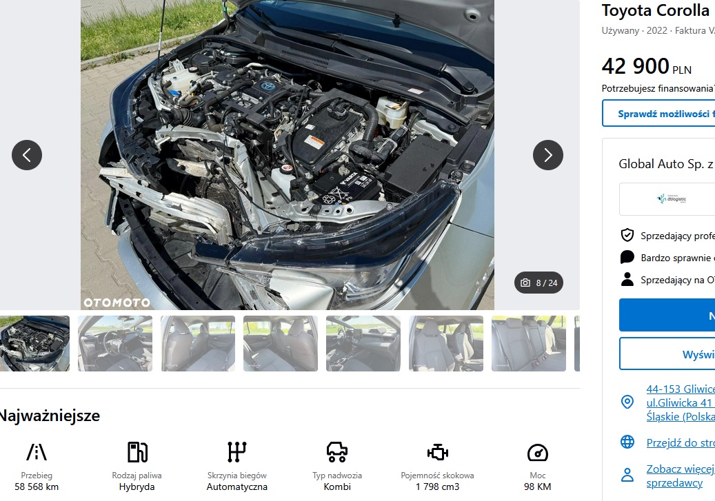 uszkodzony przód + poduszki