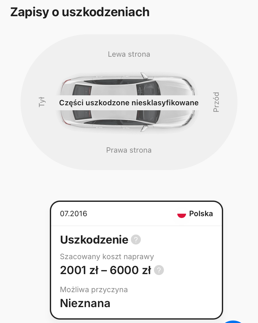 Stan idealny - tylko w ogłoszeniu, wiele elementów malowanych, korozja przednich błotników, porysowany ...