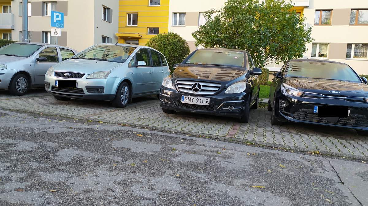 Parking Master en un vehículo con números SMY91L9