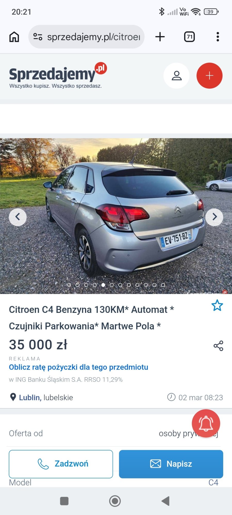 Numer rejestracyjny EV751BZ posiada CITROEN C4 II 1.2 PURE TECH 130 FEEL EAT
