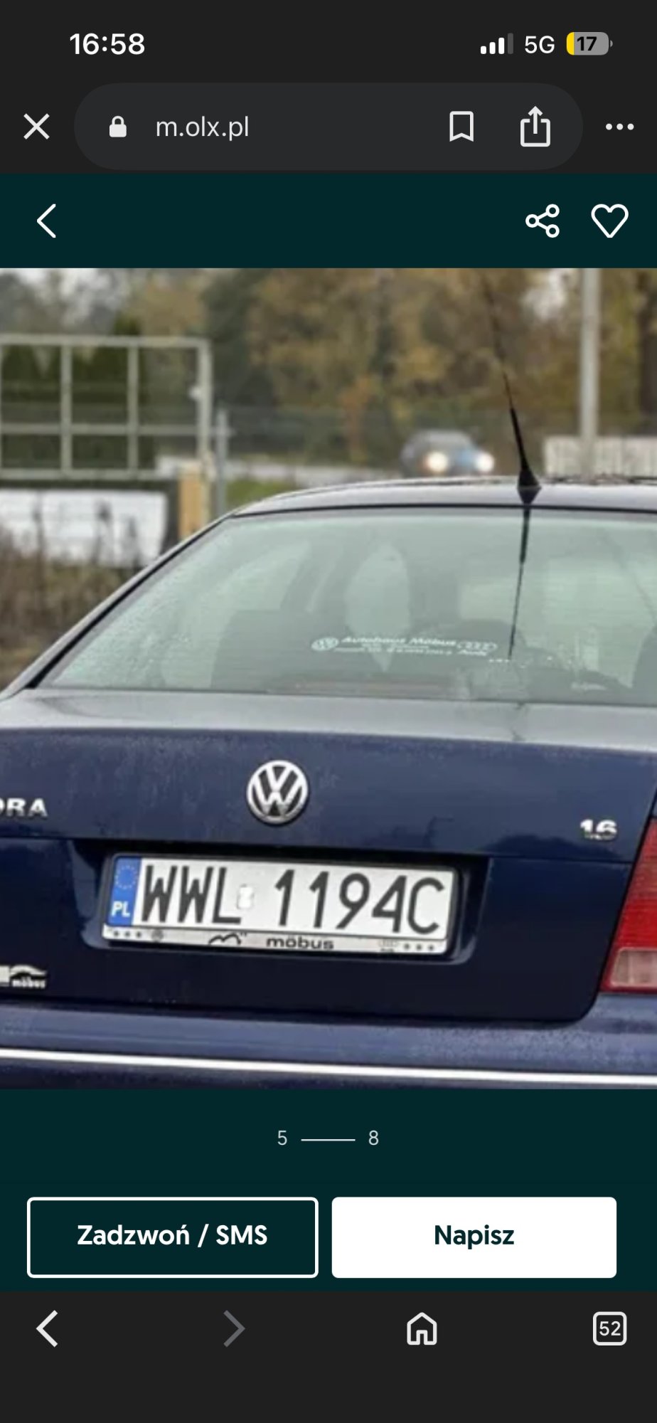 Numer rejestracyjny WWL 1194C posiada VOLKSWAGEN BORA - WWL1194C