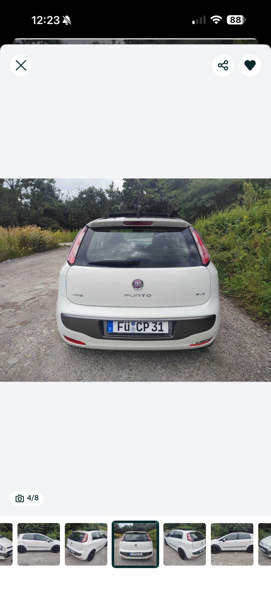 Numer rejestracyjny FCP31 posiada Fiat Punto Evo