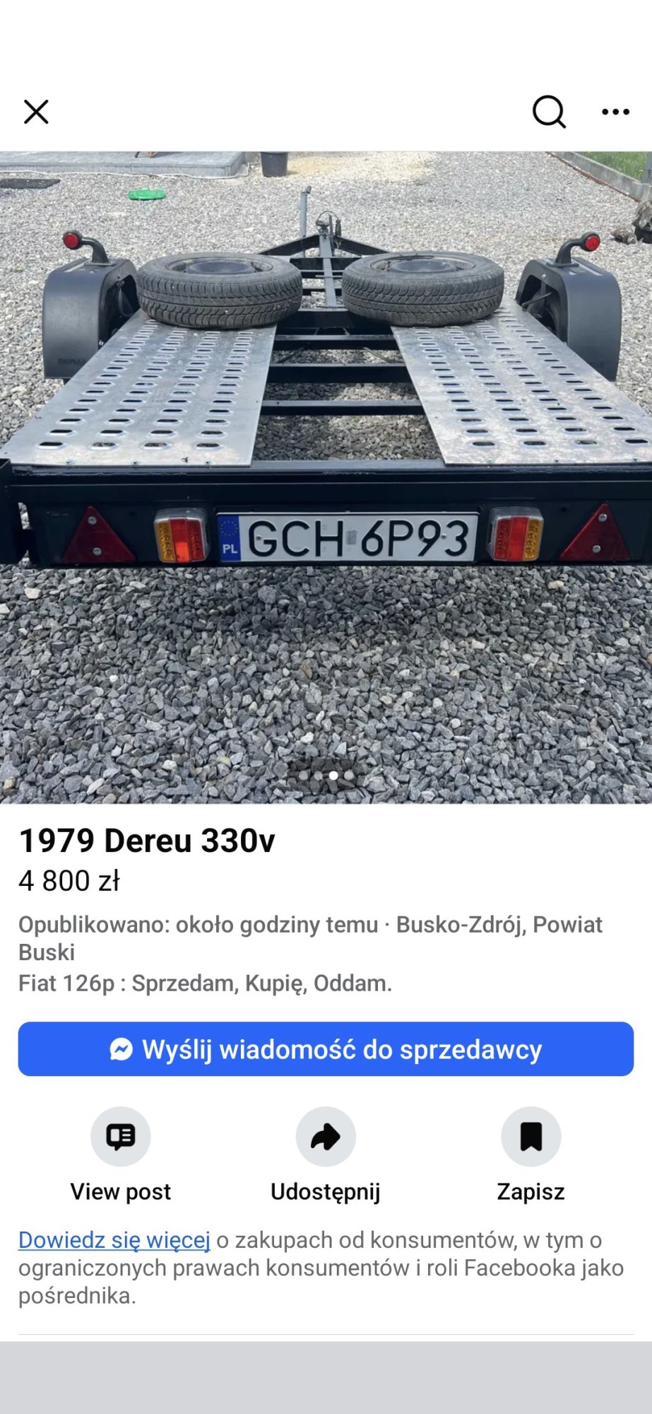 Numer rejestracyjny GCH 6P93 posiada DE REU 330V - GCH6P93