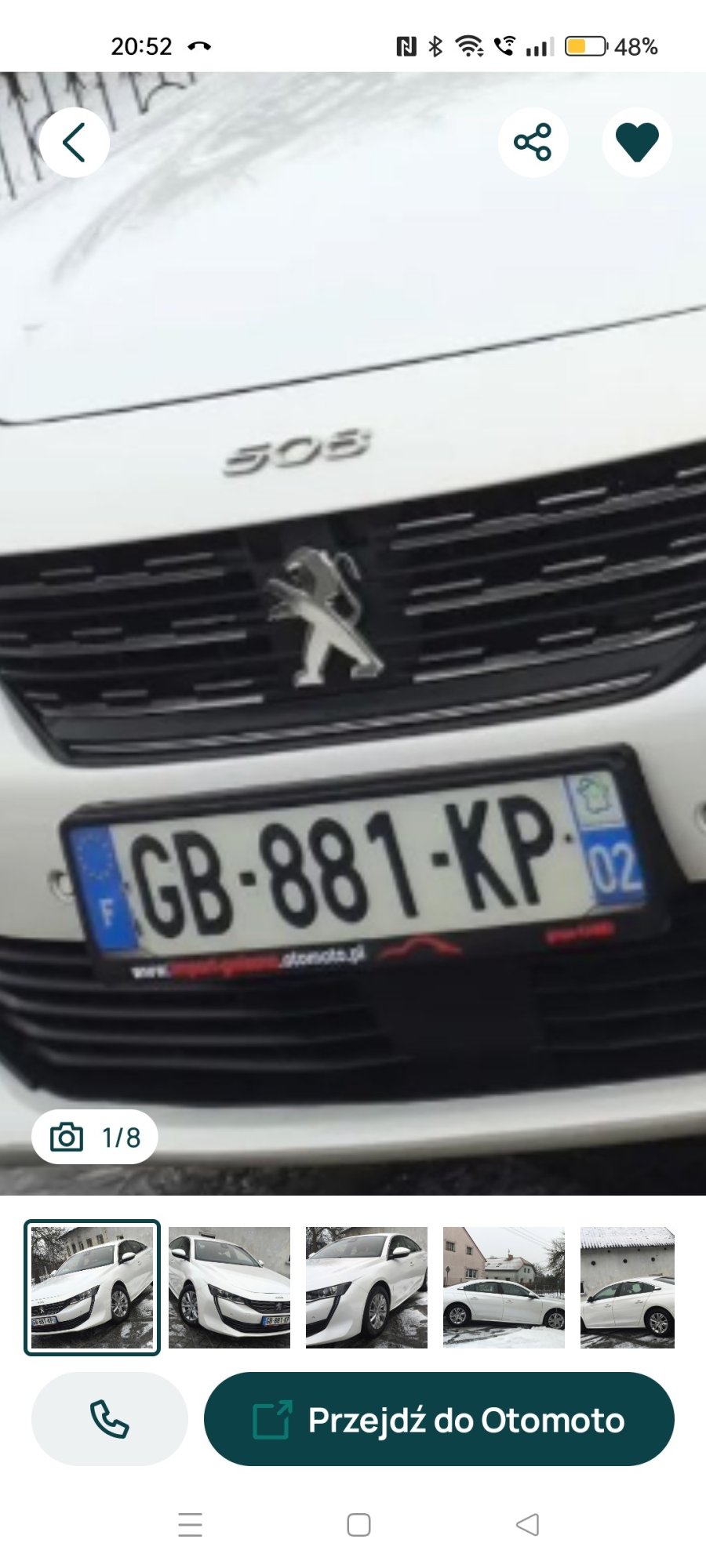 Numer rejestracyjny GB881KP posiada PEUGEOT 508 II 1.5 BLUE HDI 130 ACTIVE PACK EAT