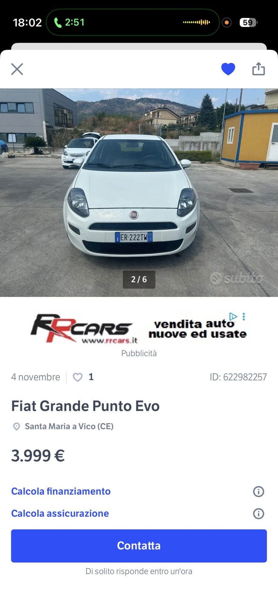 Numer rejestracyjny ER222TW posiada FIAT Punto 4a serie Numer rejestracyjny ER222TW posiada FIAT Punto 4a serie