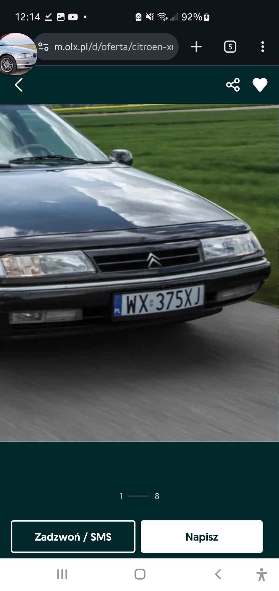 Numer rejestracyjny WX 375XJ posiada CITROEN XM 3.0 Kat. MR`95 Exclusive Aut. - WX375XJ