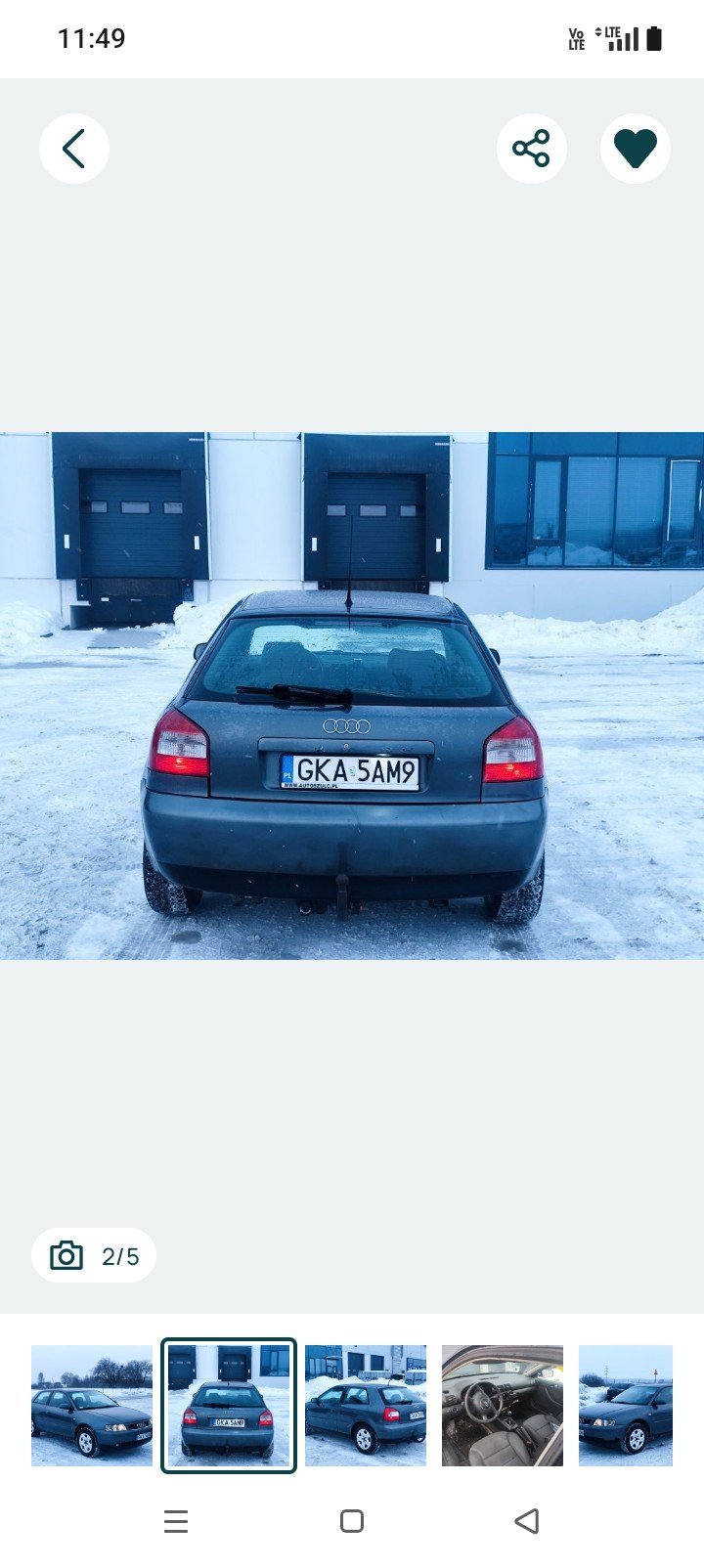 Numer rejestracyjny GKA 5AM9 posiada AUDI A3 1.9 TDi Kat. MR`01 8L Ambiente - GKA5AM9