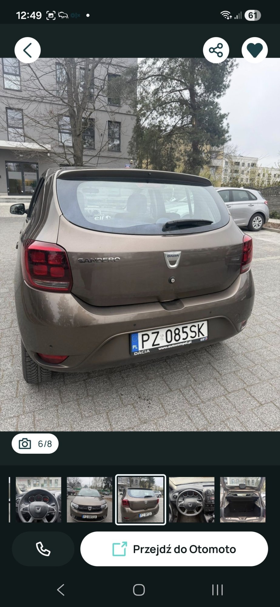 Numer rejestracyjny PZ 085SK posiada DACIA Sandero 1.0 SCe MR`17 E6c SL Connected by Orange - PZ085SK