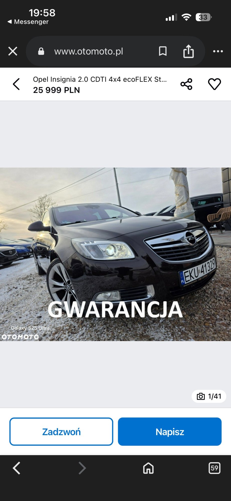 Numer rejestracyjny EKU 41329 posiada OPEL INSIGNIA SPORTS TOURER SW - EKU41329