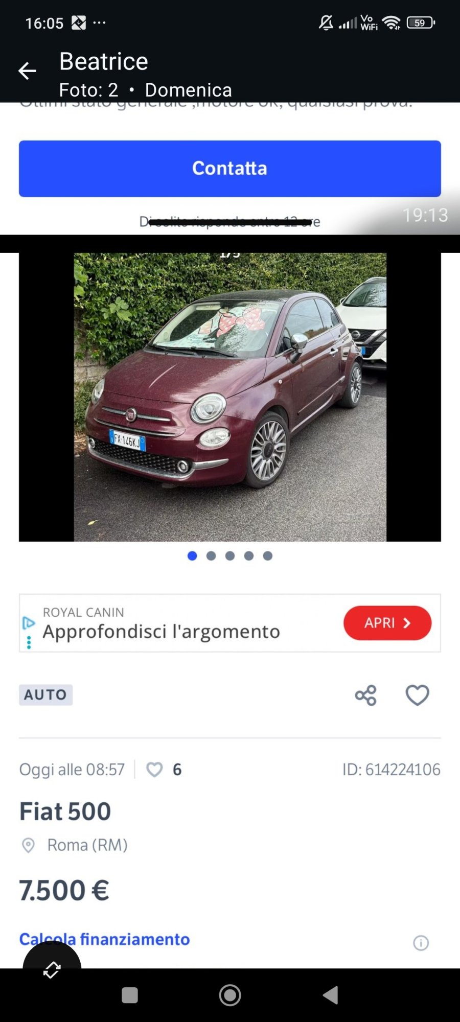 Numer rejestracyjny FX146KJ posiada FIAT 500 Numer rejestracyjny FX146KJ posiada FIAT 500