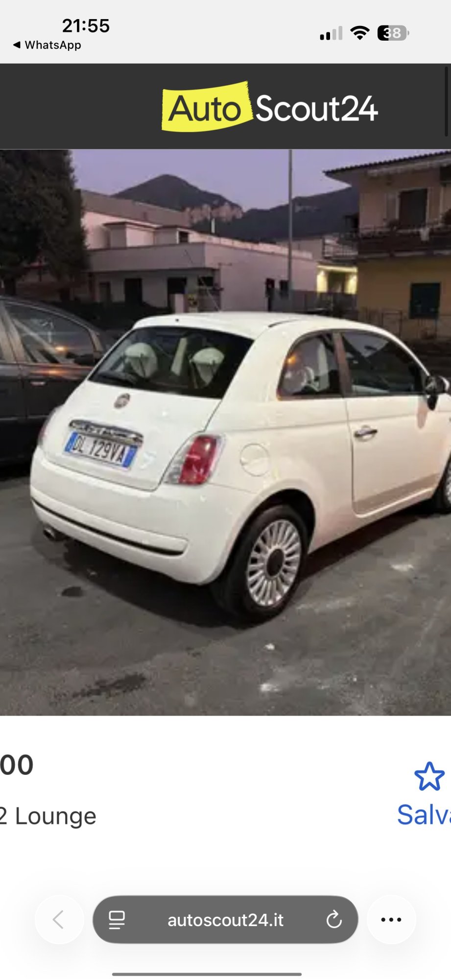 Numer rejestracyjny DL129VA posiada FIAT 500