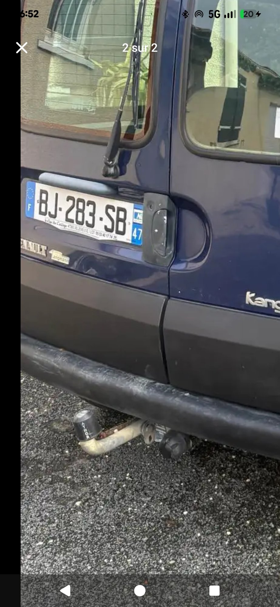 Registreringsnummeret BJ283SB har RENAULT KANGOO PAMPA 1.4