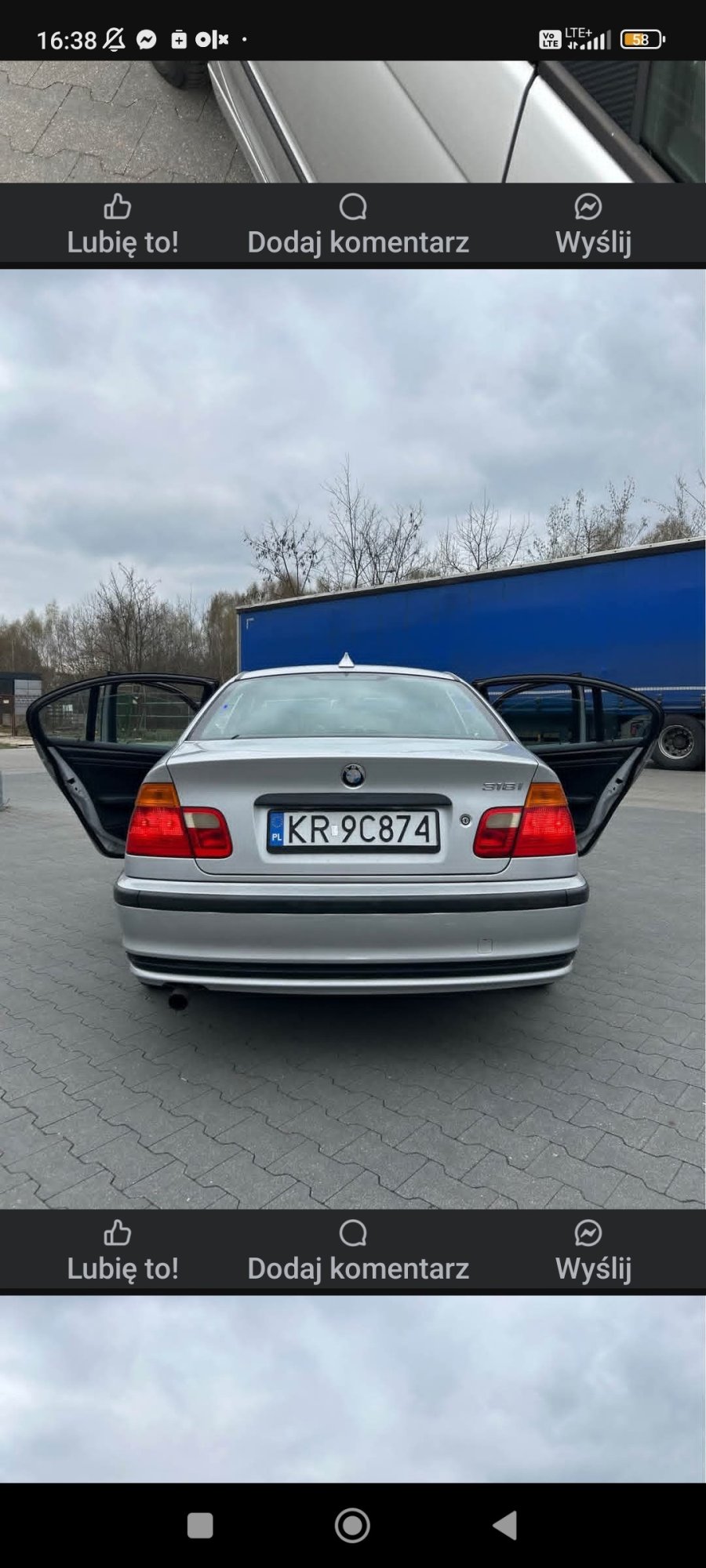 Numer rejestracyjny KR 9C874 posiada BMW 318i Kat. MR`98 E46 318i Kat. MR`98 E46 - KR9C874