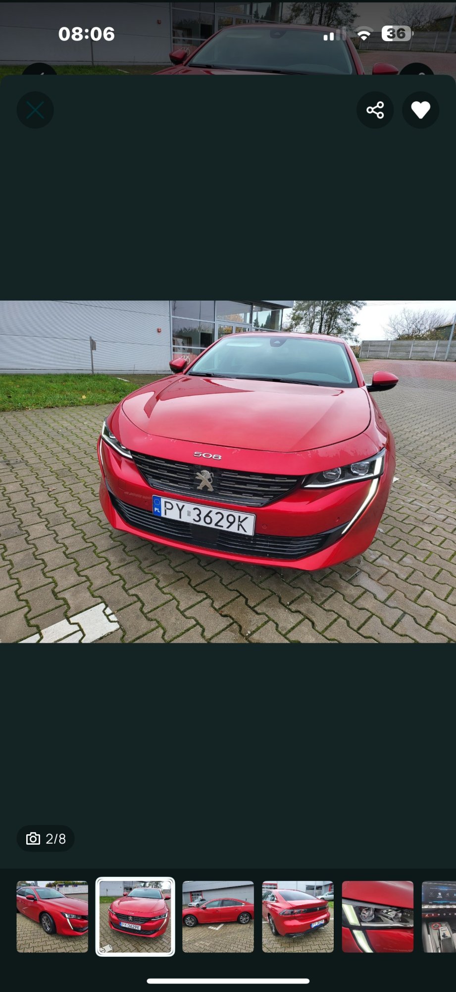 Numer rejestracyjny PY 3629K posiada PEUGEOT 508 - PY3629K