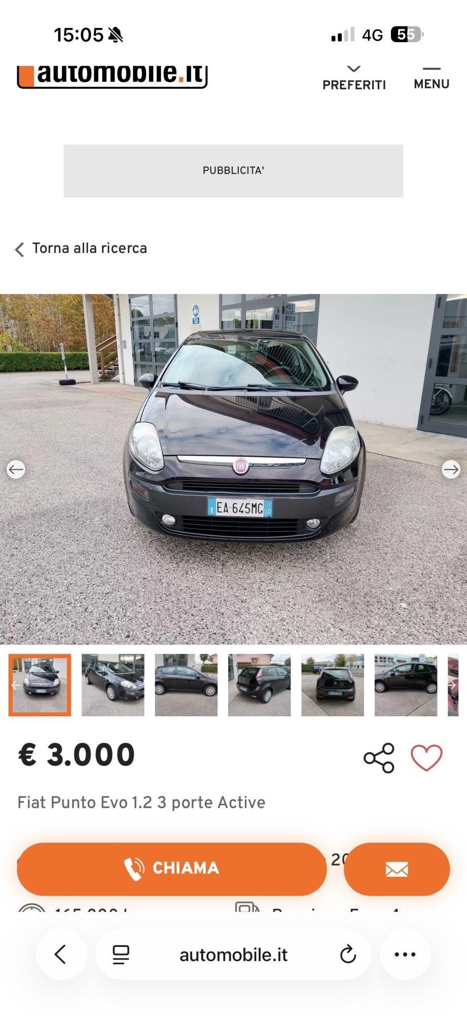 Numer rejestracyjny EA645MG posiada FIAT Punto Evo