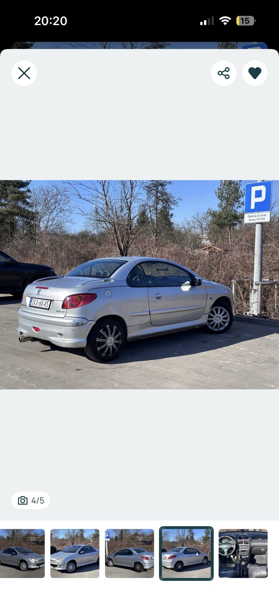 Numer rejestracyjny DKA 6K45 posiada PEUGEOT 206 Coupe-Cabrio 1.6 MR`00 E3 206 Coupe-Cabrio 1.6 MR`00 E3 - DKA6K45
