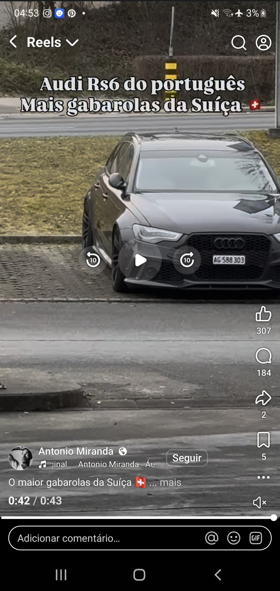 Numer rejestracyjny AG588303 posiada Audi RS6