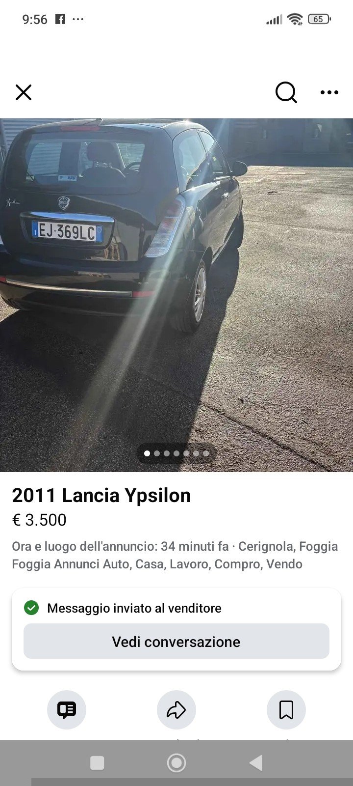 Numer rejestracyjny EJ369LC posiada LANCIA Ypsilon 2a serie